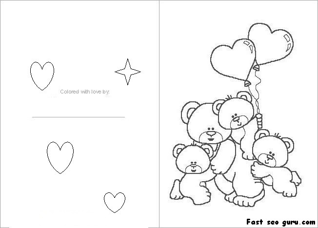 Printable Valentines Day card colorin in card